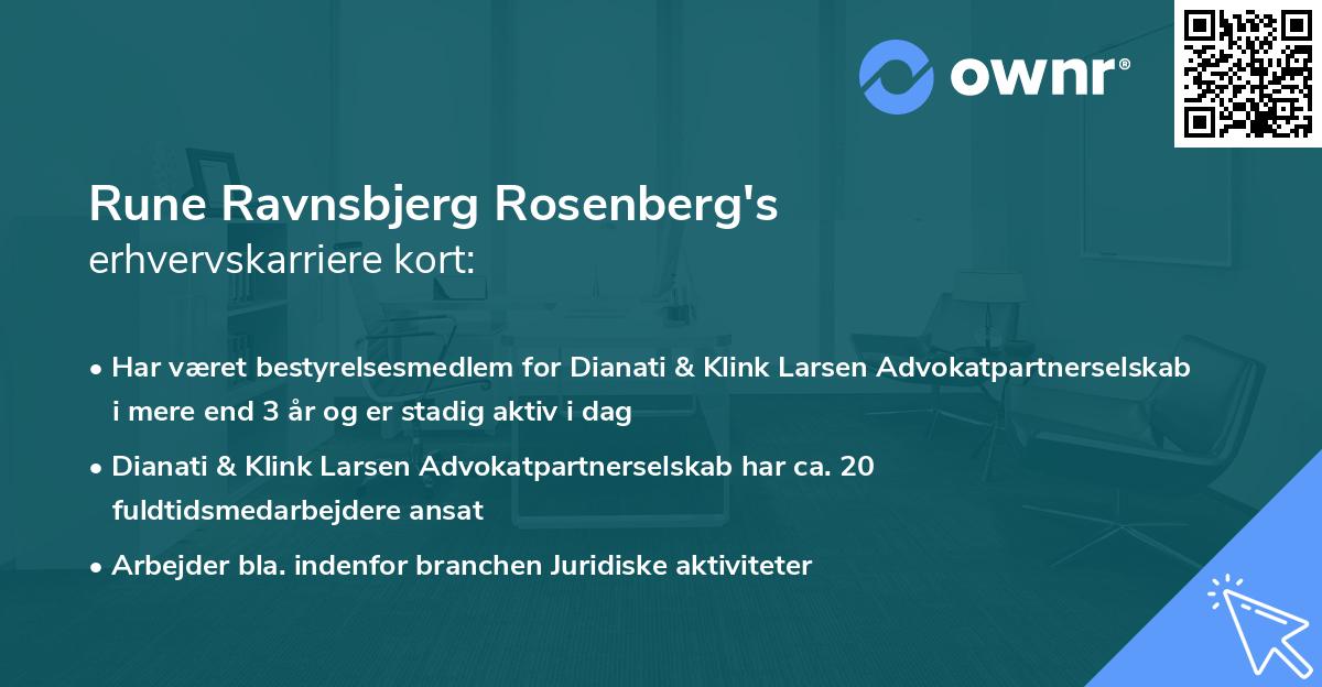 Rune Ravnsbjerg Rosenberg's erhvervskarriere kort