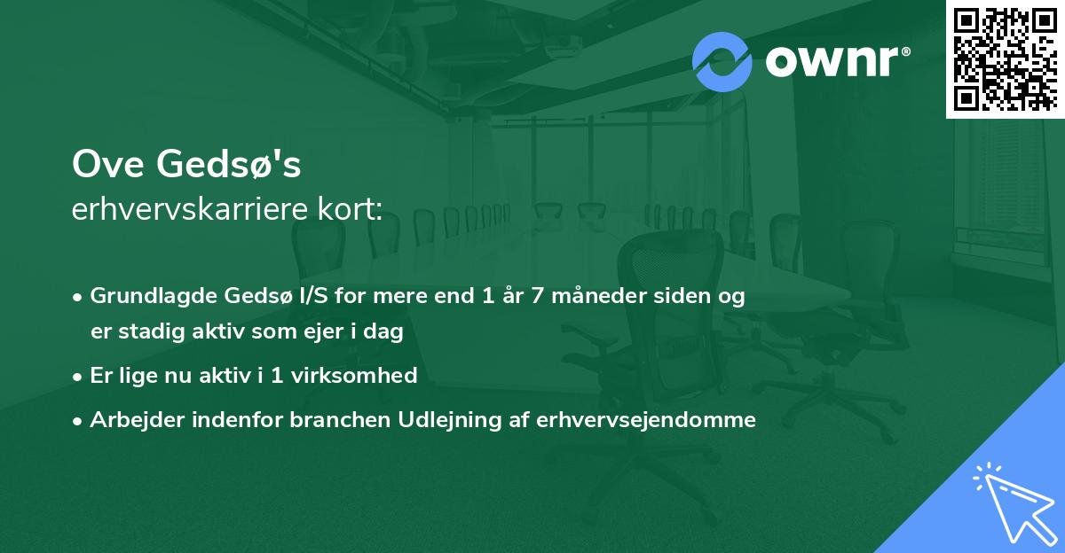 Ove Gedsø's erhvervskarriere kort