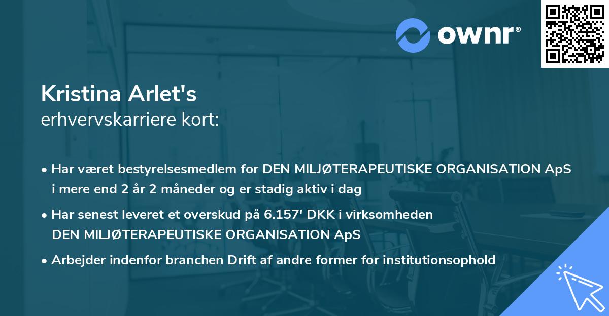 Kristina Arlet's erhvervskarriere kort