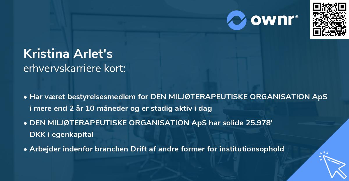 Kristina Arlet's erhvervskarriere kort
