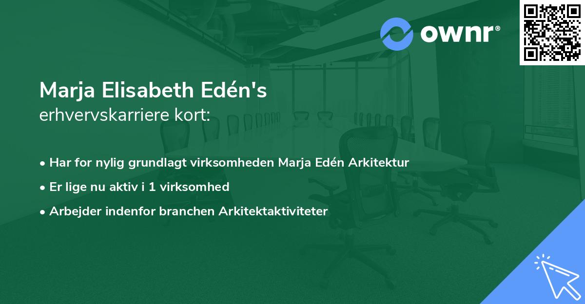 Marja Elisabeth Edén's erhvervskarriere kort