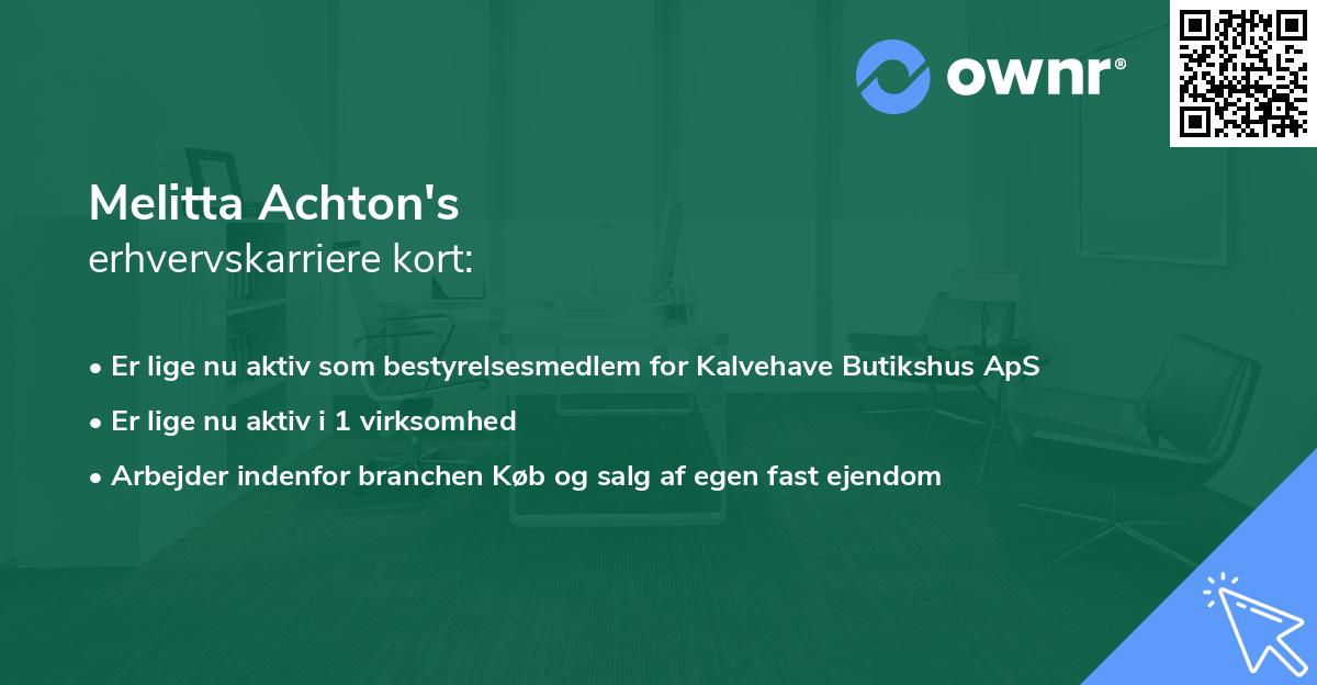 Melitta Achton's erhvervskarriere kort