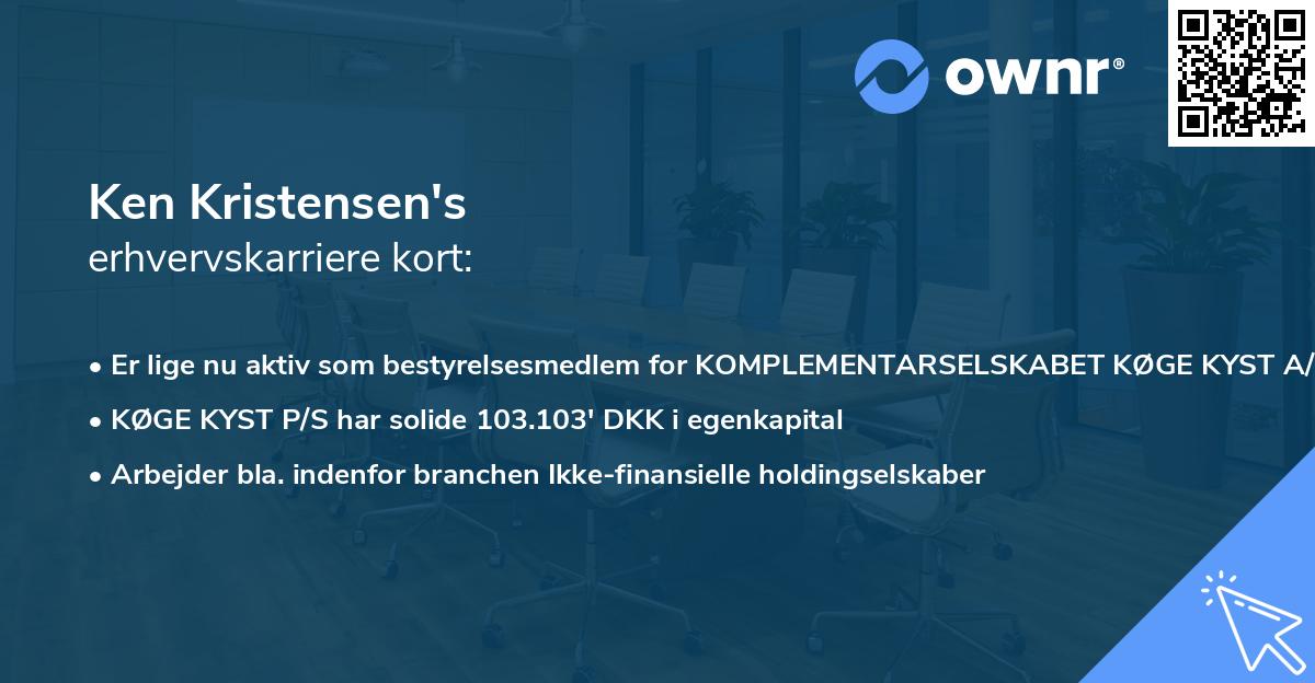 Ken Kristensen's erhvervskarriere kort