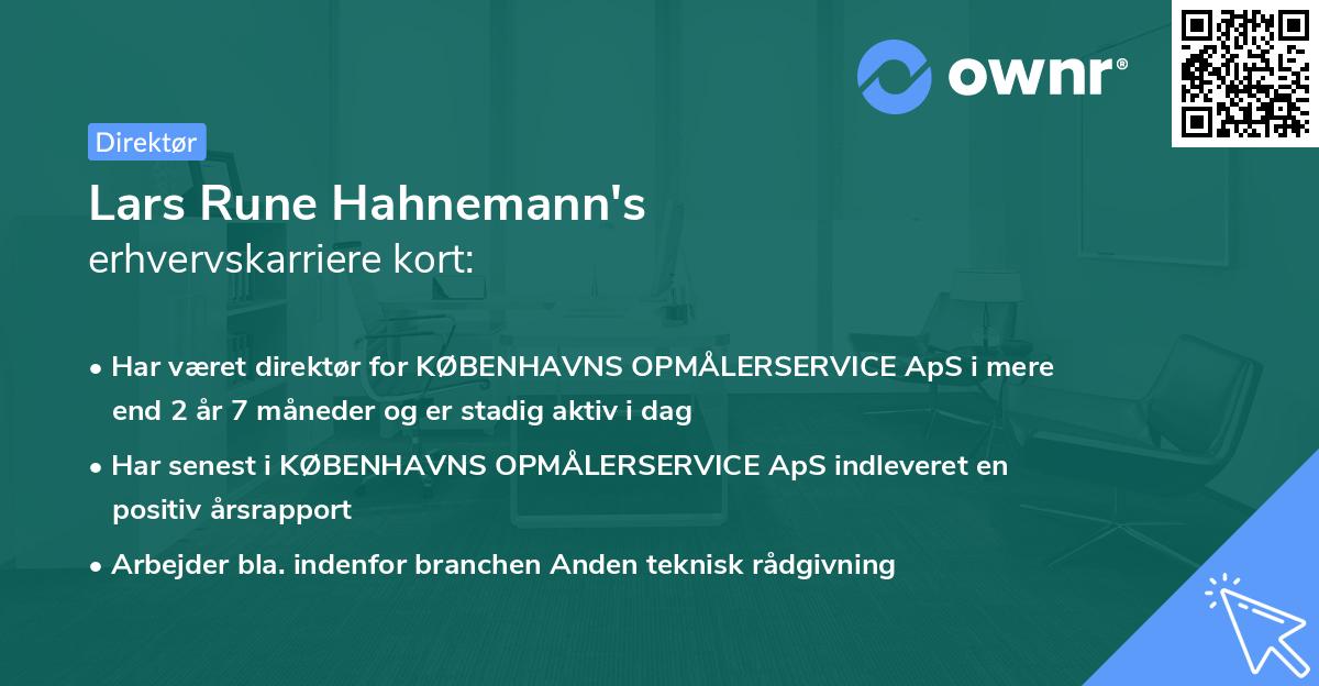Lars Rune Hahnemann's erhvervskarriere kort