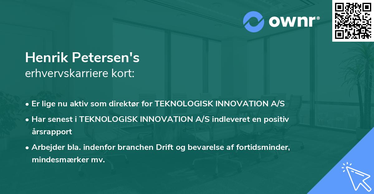 Henrik Petersen's erhvervskarriere kort