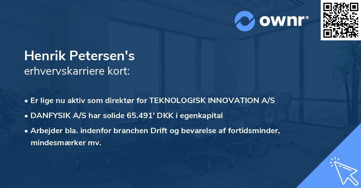 Henrik Petersen's erhvervskarriere kort