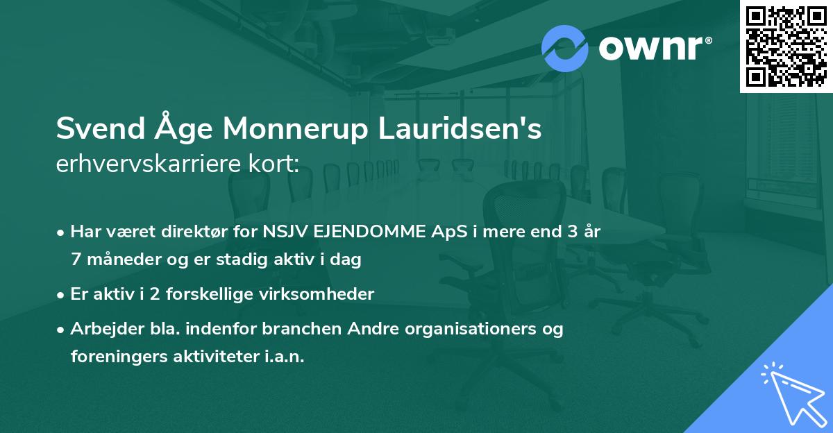 Svend Åge Monnerup Lauridsen's erhvervskarriere kort