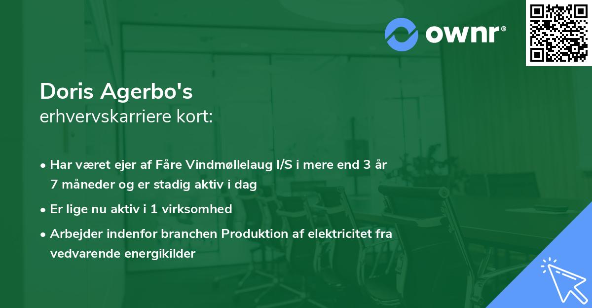 Doris Agerbo's erhvervskarriere kort