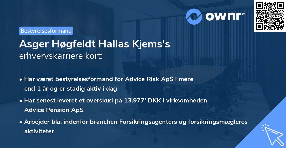 Asger Høgfeldt Hallas Kjems's erhvervskarriere kort