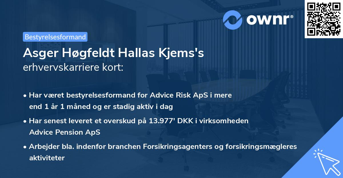 Asger Høgfeldt Hallas Kjems's erhvervskarriere kort