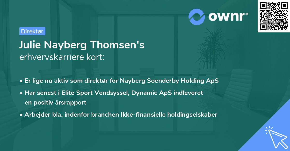 Julie Nayberg Thomsen's erhvervskarriere kort