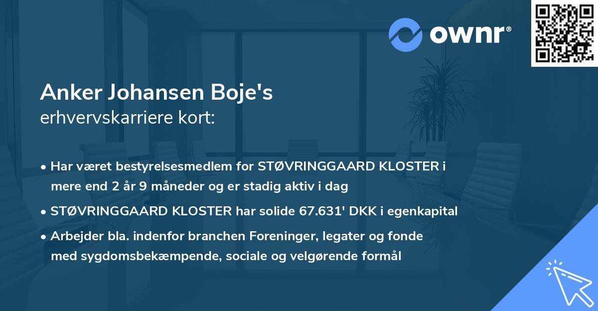 Anker Johansen Boje's erhvervskarriere kort