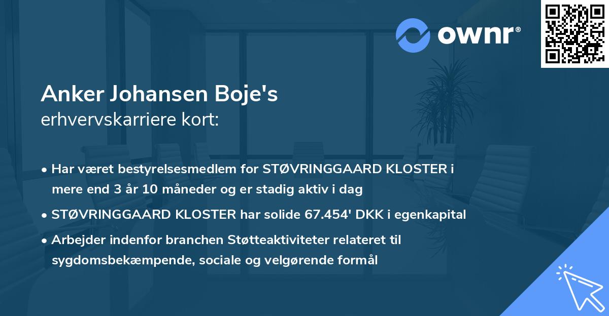 Anker Johansen Boje's erhvervskarriere kort