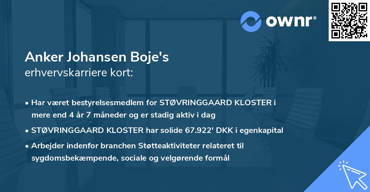 Anker Johansen Boje's erhvervskarriere kort