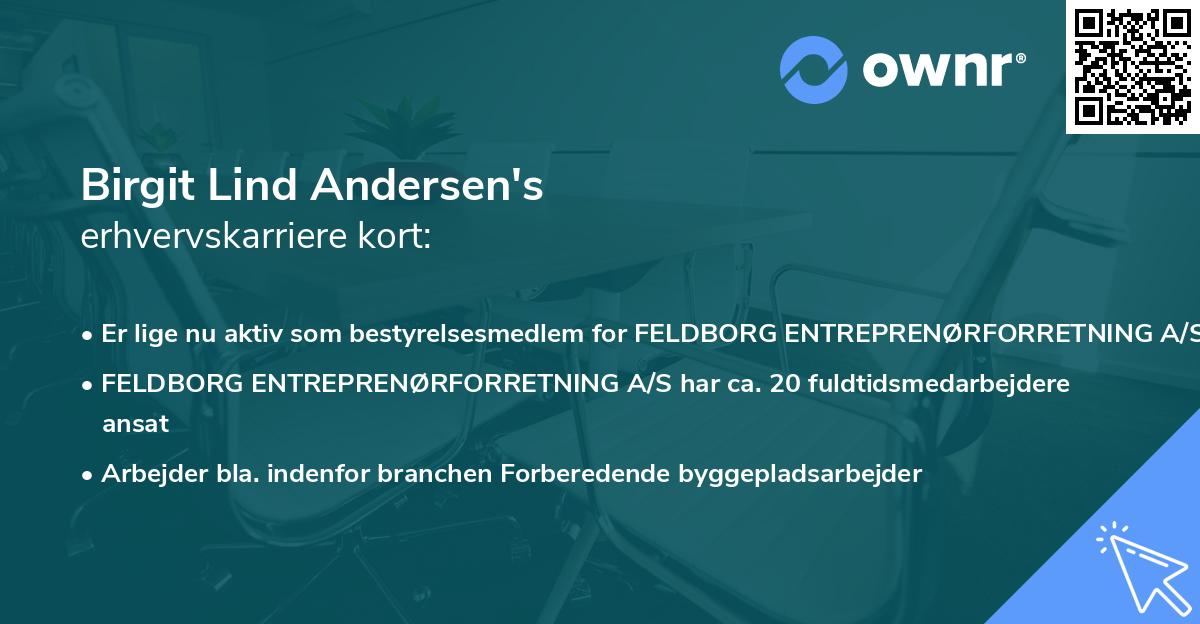 Birgit Lind Andersen's erhvervskarriere kort