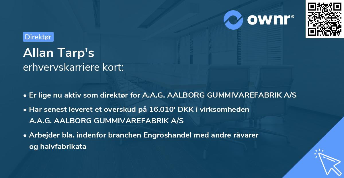 Allan Tarp's erhvervskarriere kort