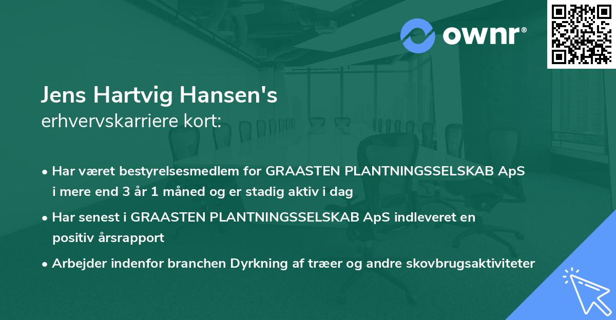 Jens Hartvig Hansen's erhvervskarriere kort