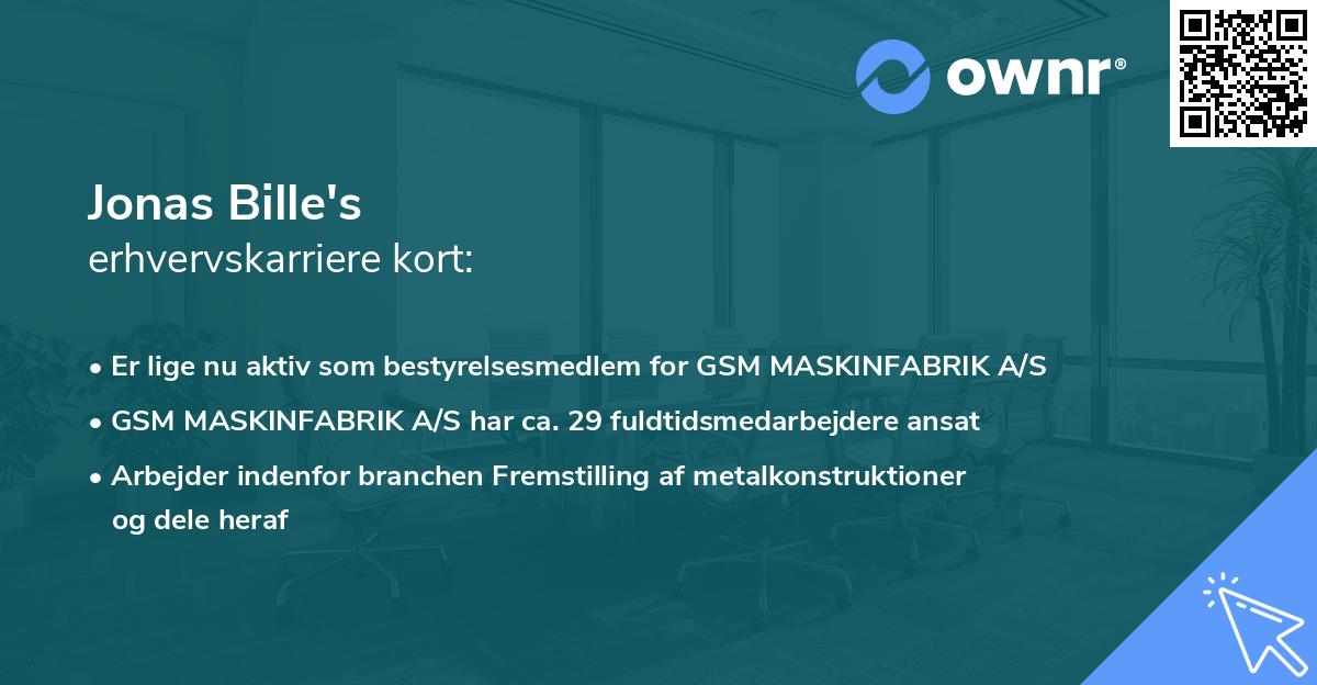 Jonas Bille's erhvervskarriere kort