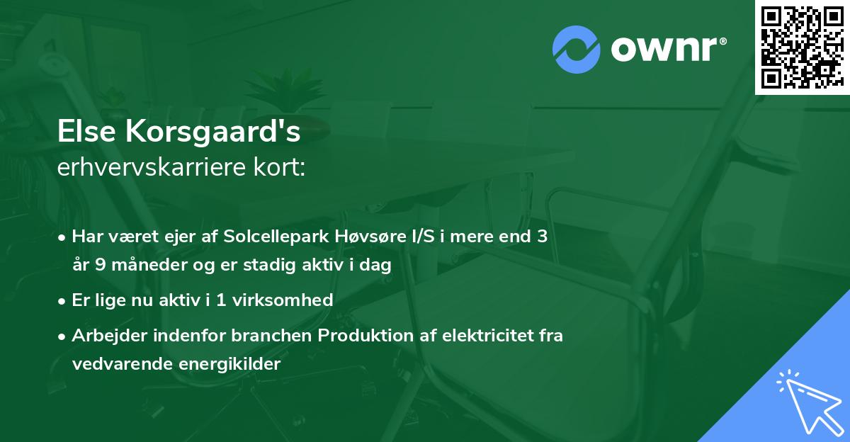 Else Korsgaard's erhvervskarriere kort