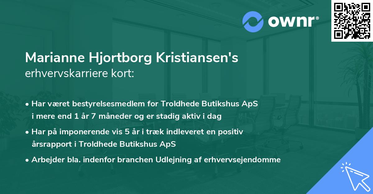 Marianne Hjortborg Kristiansen's erhvervskarriere kort