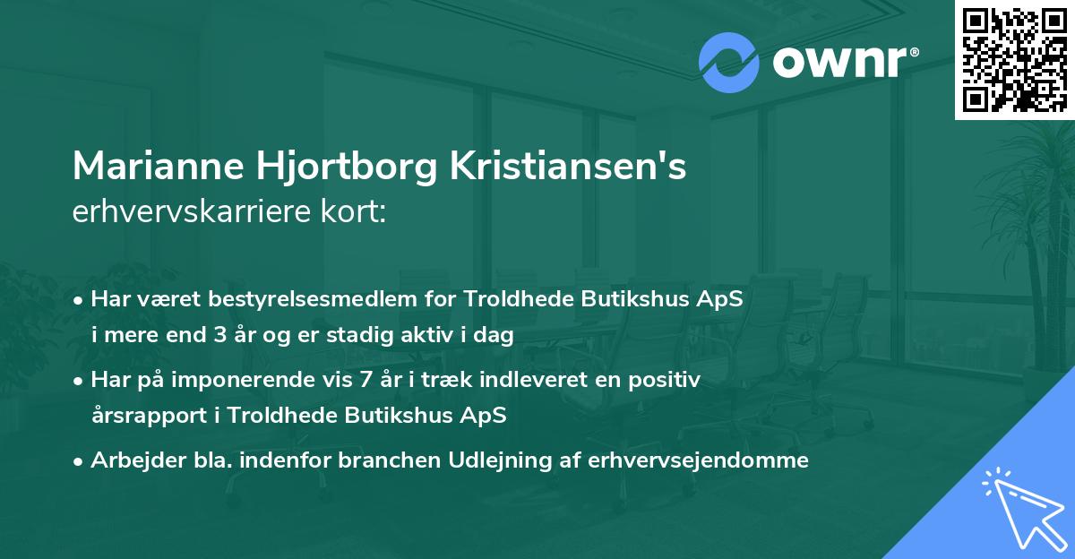 Marianne Hjortborg Kristiansen's erhvervskarriere kort