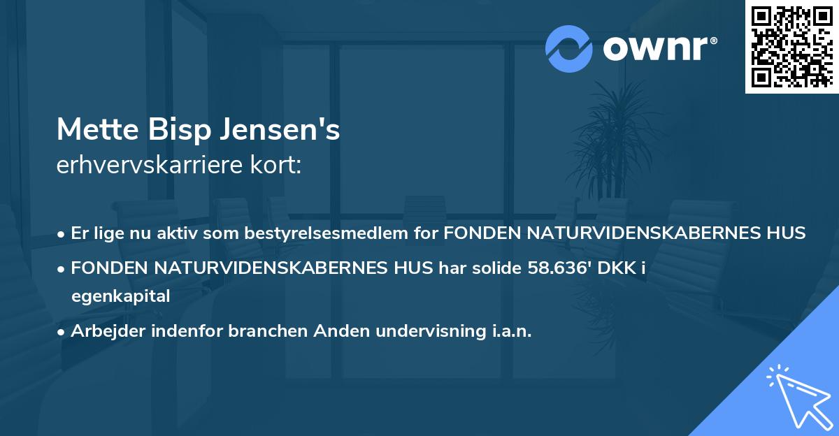 Mette Bisp Jensen's erhvervskarriere kort