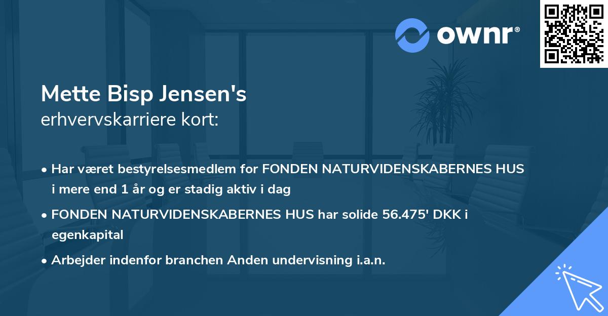 Mette Bisp Jensen's erhvervskarriere kort