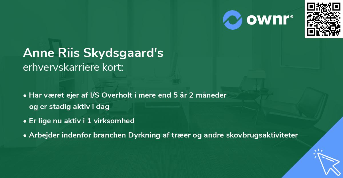 Anne Riis Skydsgaard's erhvervskarriere kort