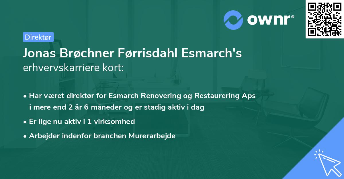 Jonas Brøchner Førrisdahl Esmarch's erhvervskarriere kort