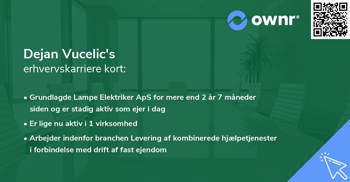 Dejan Vucelic's erhvervskarriere kort