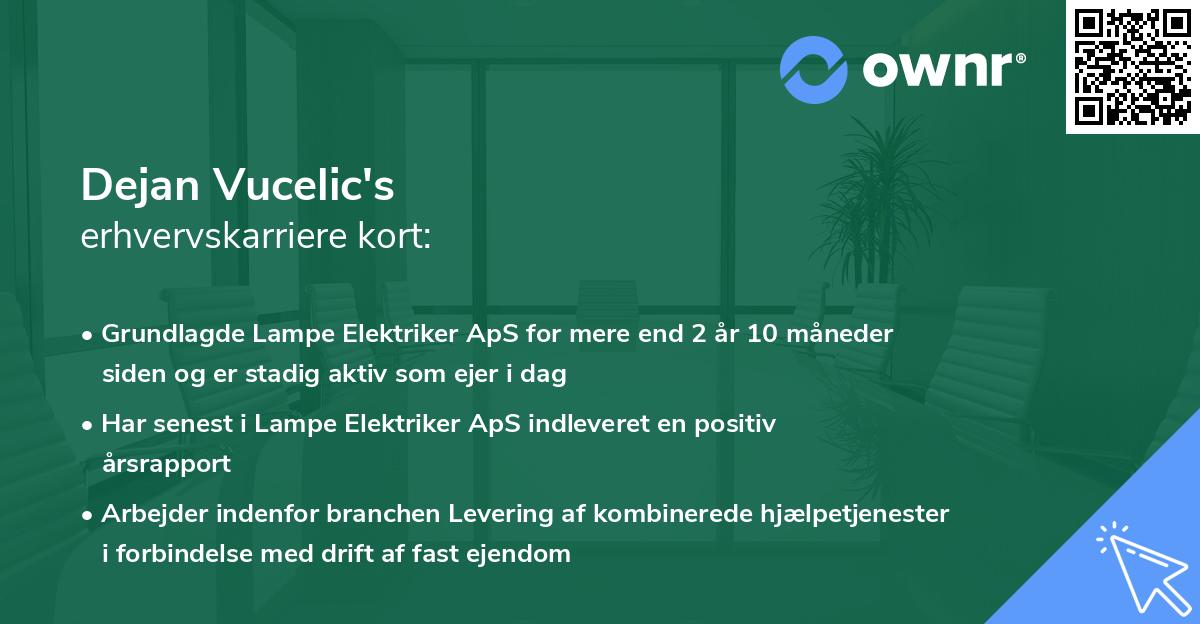 Dejan Vucelic's erhvervskarriere kort