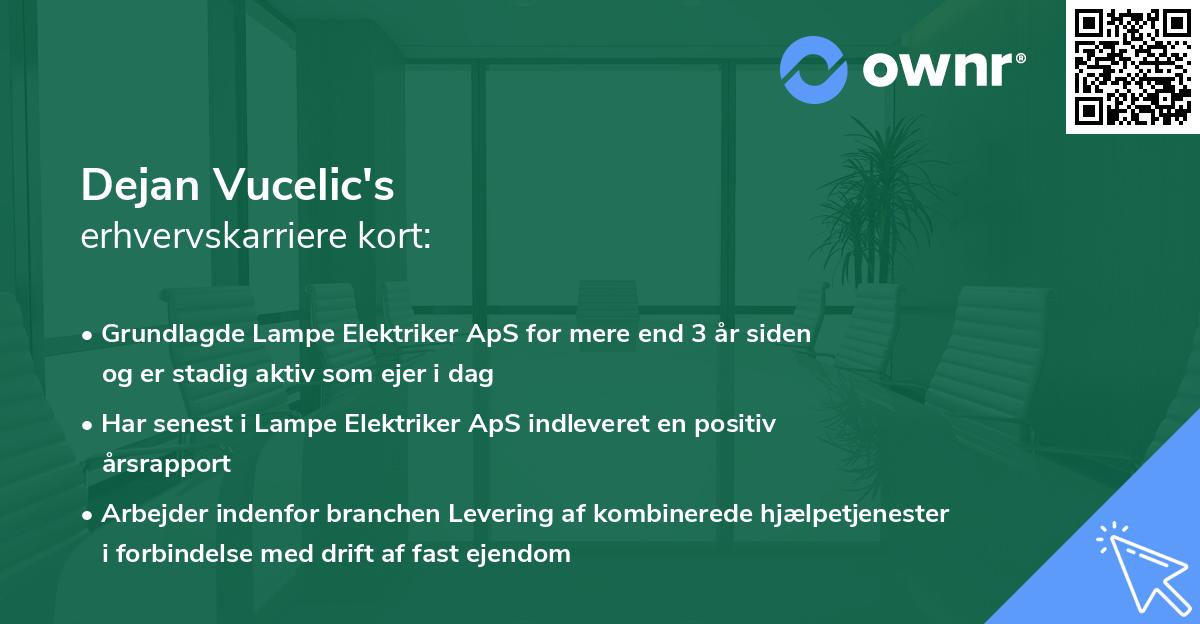 Dejan Vucelic's erhvervskarriere kort