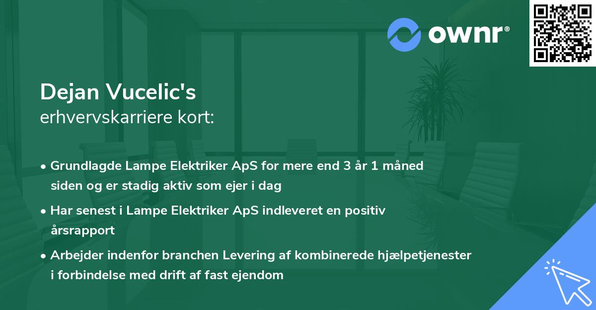Dejan Vucelic's erhvervskarriere kort