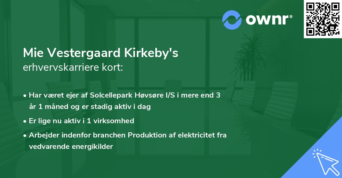 Mie Vestergaard Kirkeby's erhvervskarriere kort