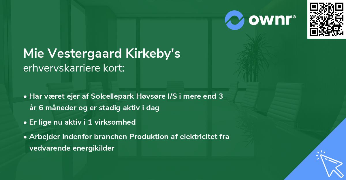 Mie Vestergaard Kirkeby's erhvervskarriere kort