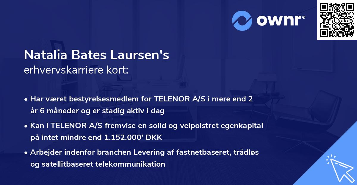 Natalia Bates Laursen's erhvervskarriere kort
