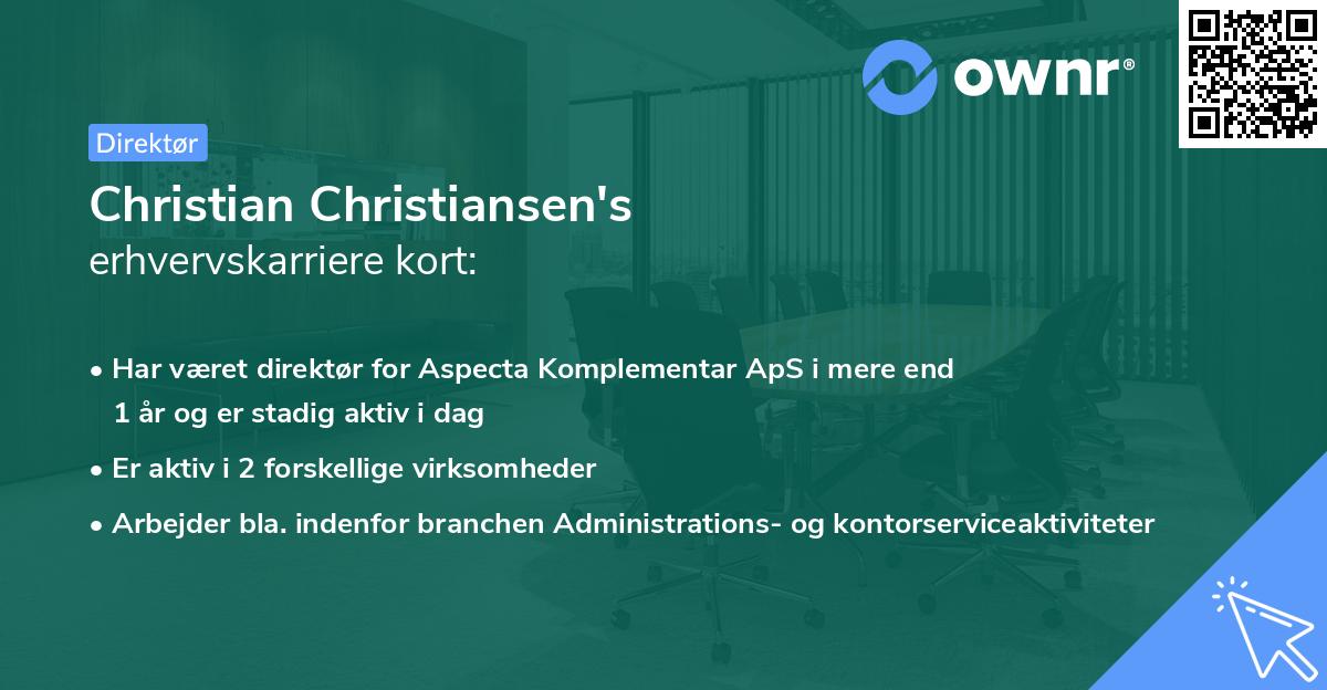 Christian Christiansen's erhvervskarriere kort