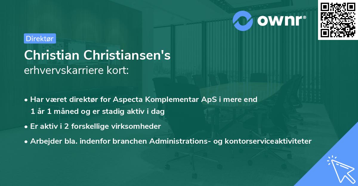 Christian Christiansen's erhvervskarriere kort