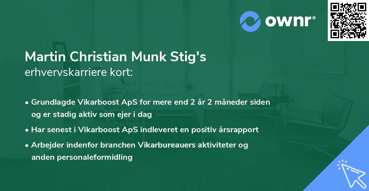 Martin Christian Munk Stig's erhvervskarriere kort