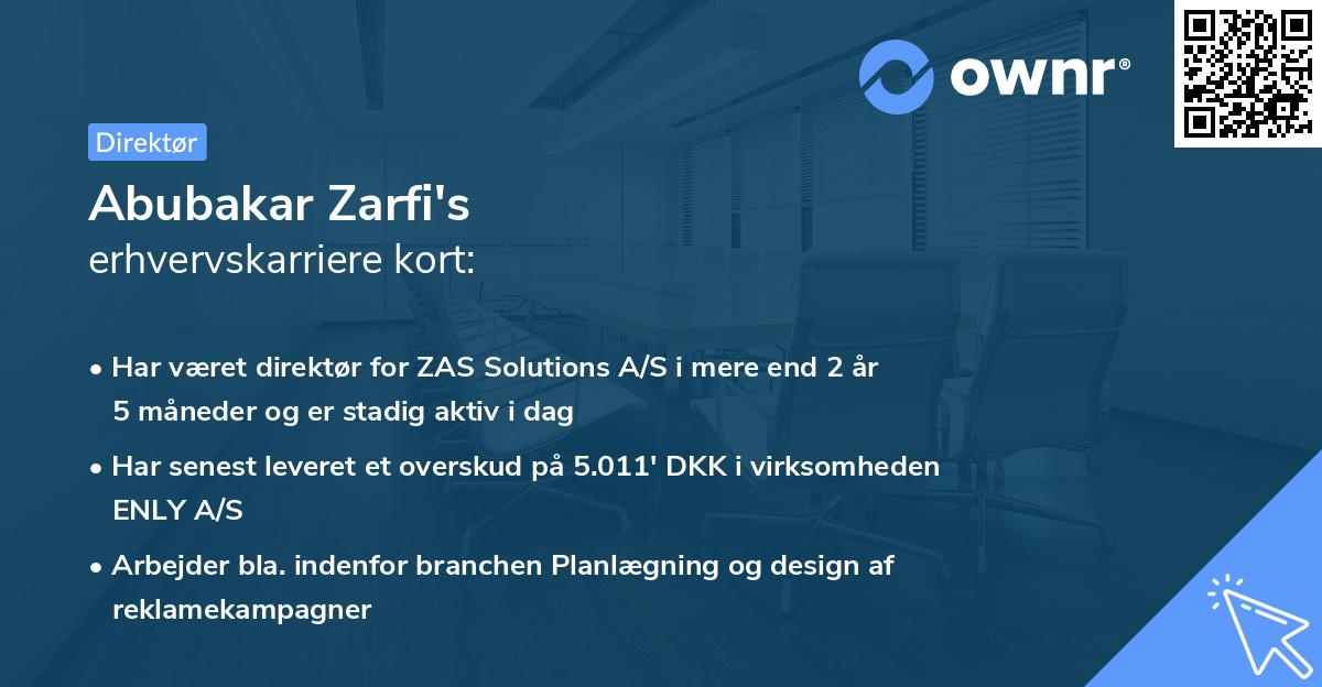 Abubakar Zarfi's erhvervskarriere kort