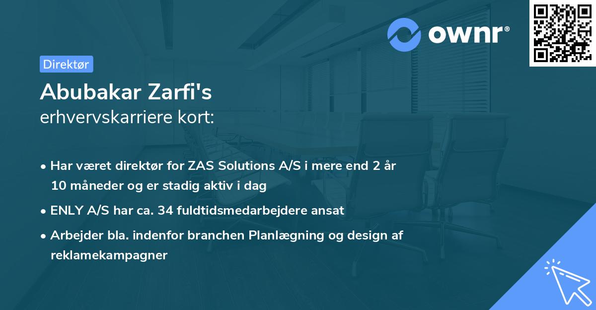 Abubakar Zarfi's erhvervskarriere kort