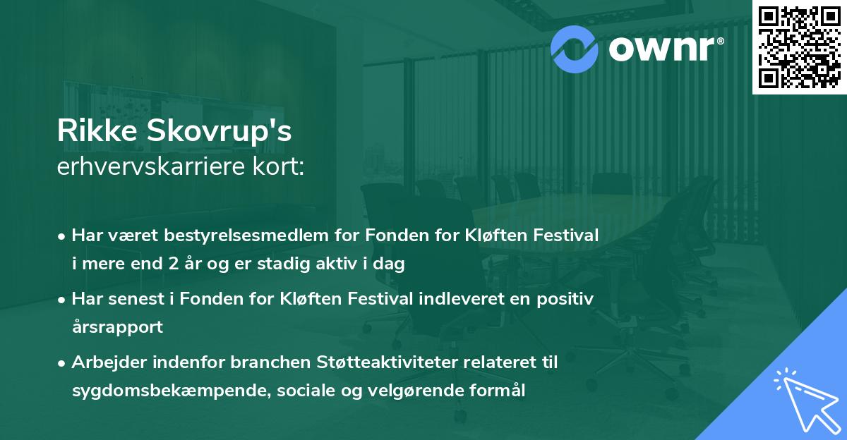 Rikke Skovrup's erhvervskarriere kort
