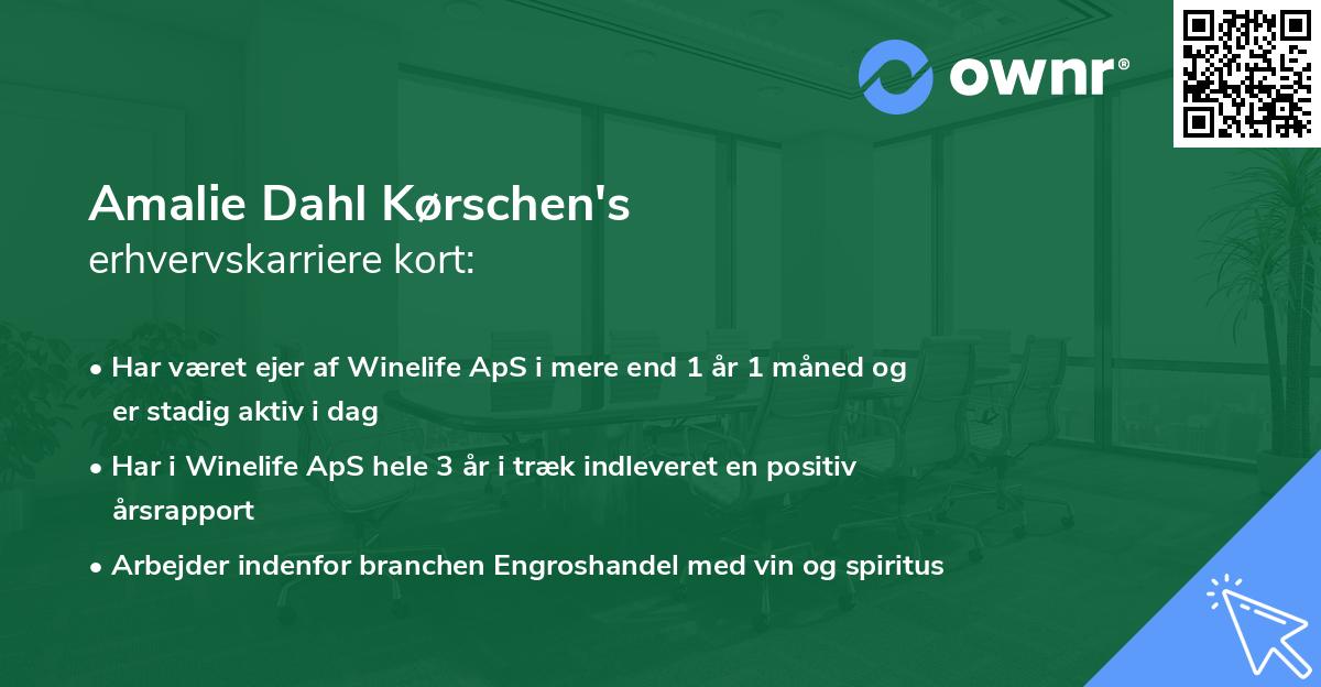 Amalie Dahl Kørschen's erhvervskarriere kort