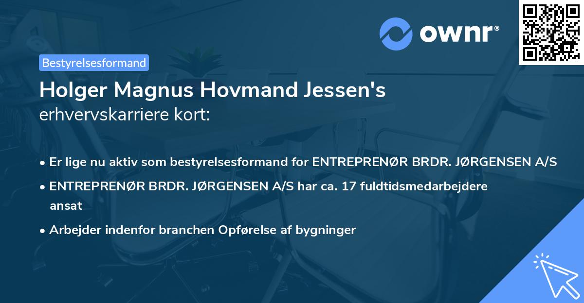 Holger Magnus Hovmand Jessen's erhvervskarriere kort