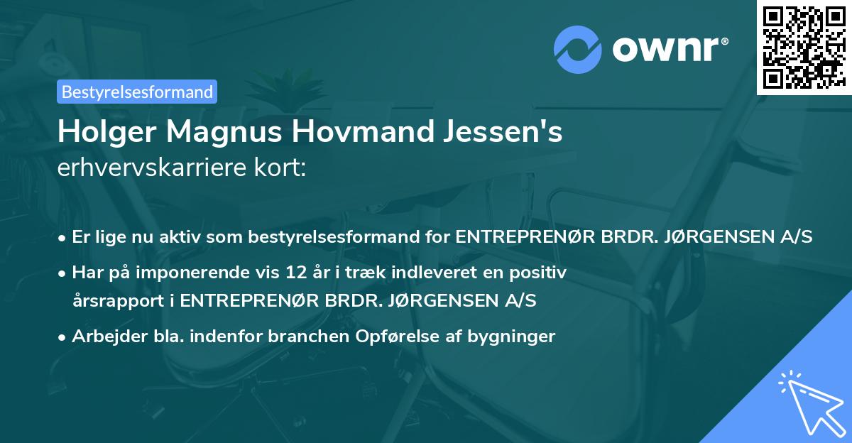Holger Magnus Hovmand Jessen's erhvervskarriere kort