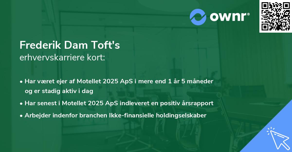 Frederik Dam Toft's erhvervskarriere kort