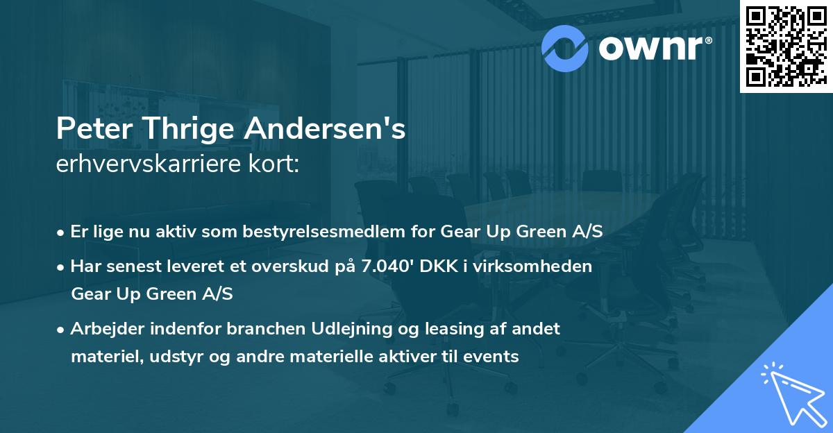 Peter Thrige Andersen's erhvervskarriere kort