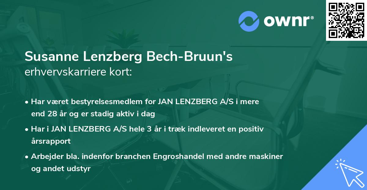 Susanne Lenzberg Bech-Bruun's erhvervskarriere kort