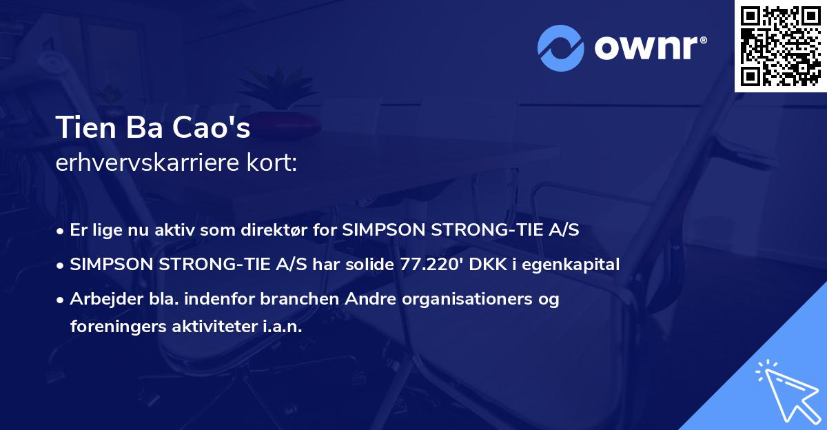 Tien Ba Cao's erhvervskarriere kort