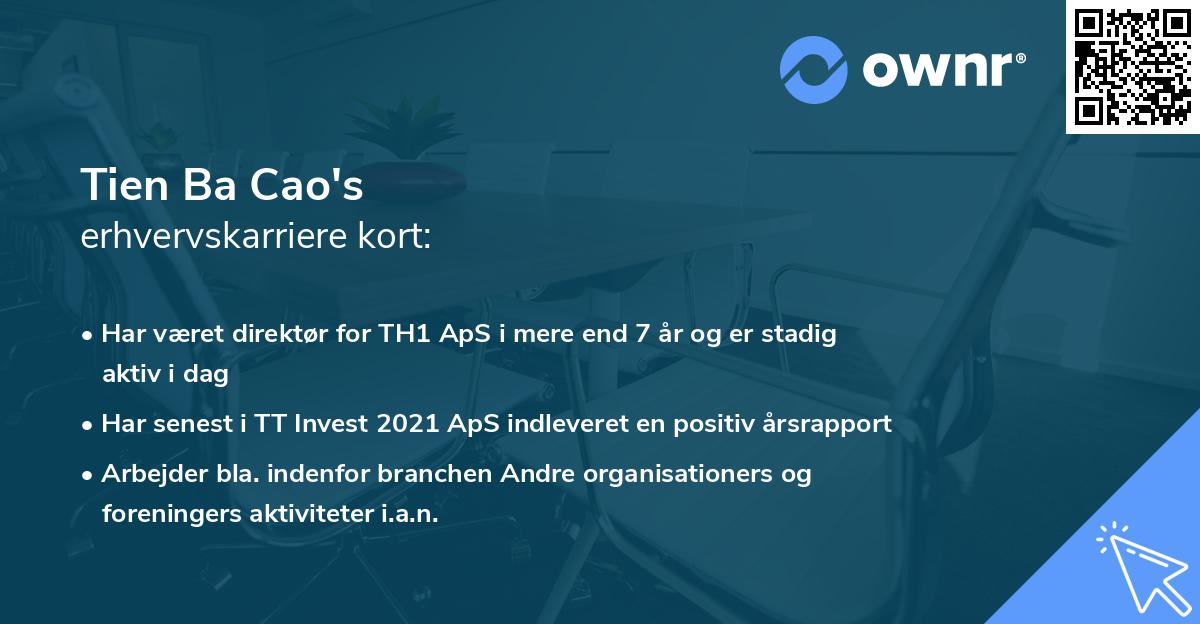 Tien Ba Cao's erhvervskarriere kort